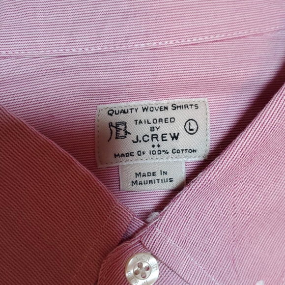 J. Crew white and red stripped button down L - Picture 3 of 8